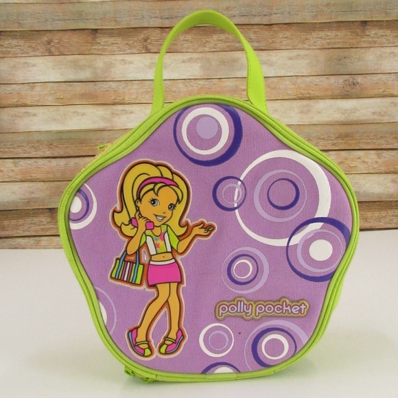 Polly Pocket Lime Green and Purple Carrying Case  w/ Dolls and Accessories - Picture 1 of 14